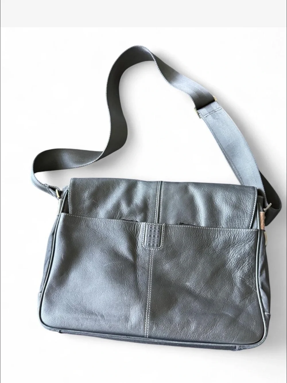 Boconi Black Leather Messenger Bag for Men